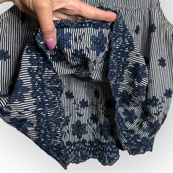 English Factory Women's Blue & White Striped Cotton Embroidered Blouse Size S - Picture 9 of 13